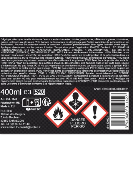 Dégrippant Lubrifiant pour moteurs des voitures, camions et autres