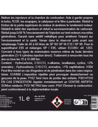 Nettoyant injecteur et systèmes de dépollution Detox Essence