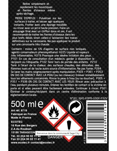 NETTOYANT INSECTES ET FIENTES