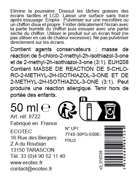 8722A - NETTOYANT ÉCRAN AVEC MICROFIBRE