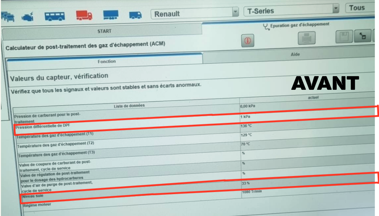 Nettoyage d'un FAP avec produits de la marque ECOTEC, avant le nettoyage.